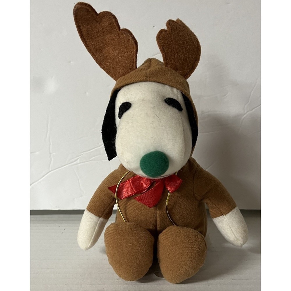Peanuts Snoopy Plush Toy Unisex Small Brown Reindeer Costume Christmas Holiday